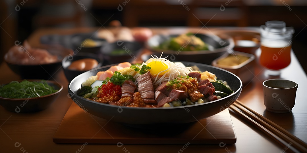 Deliciosa refeição da culinária japonesa