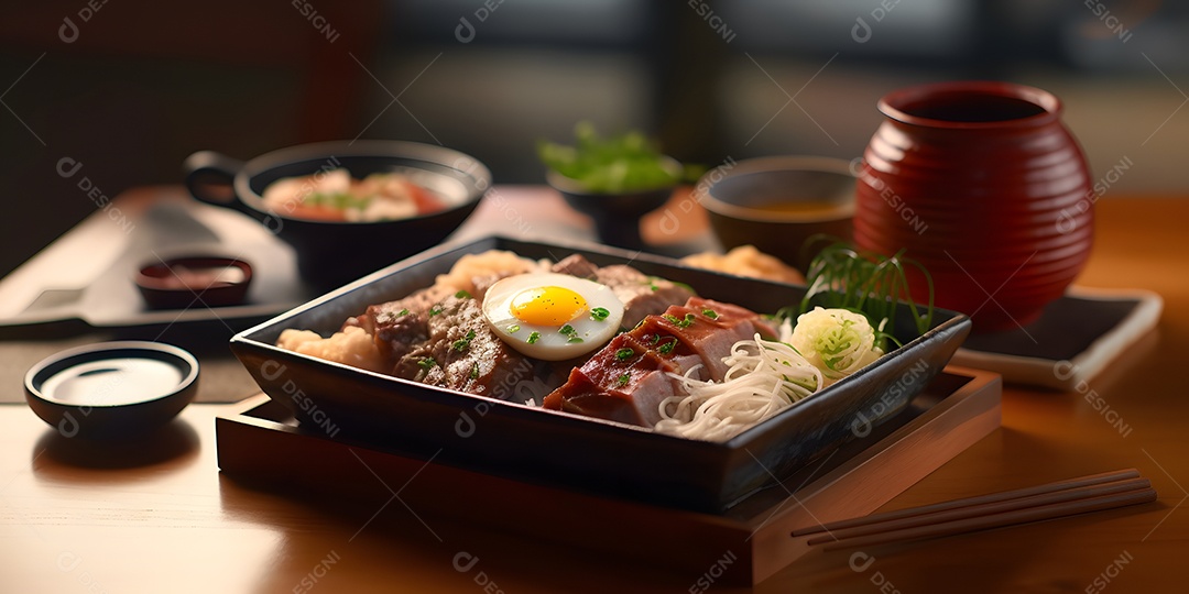 Deliciosa refeição da culinária japonesa