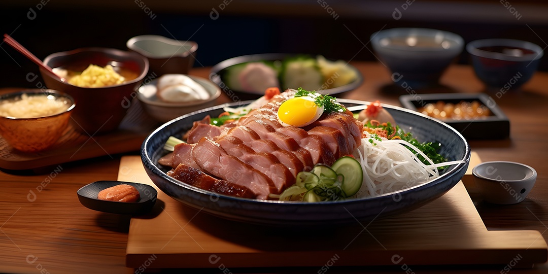 Deliciosa refeição da culinária japonesa