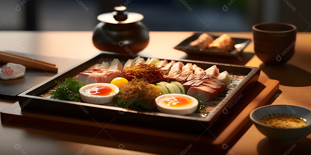 Deliciosa refeição da culinária japonesa