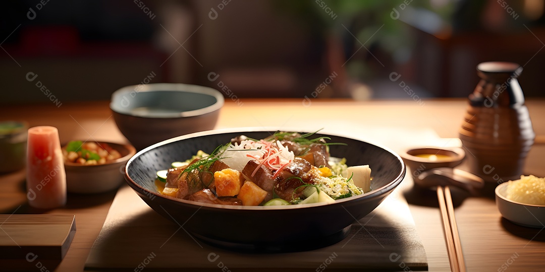 Deliciosa refeição da culinária japonesa