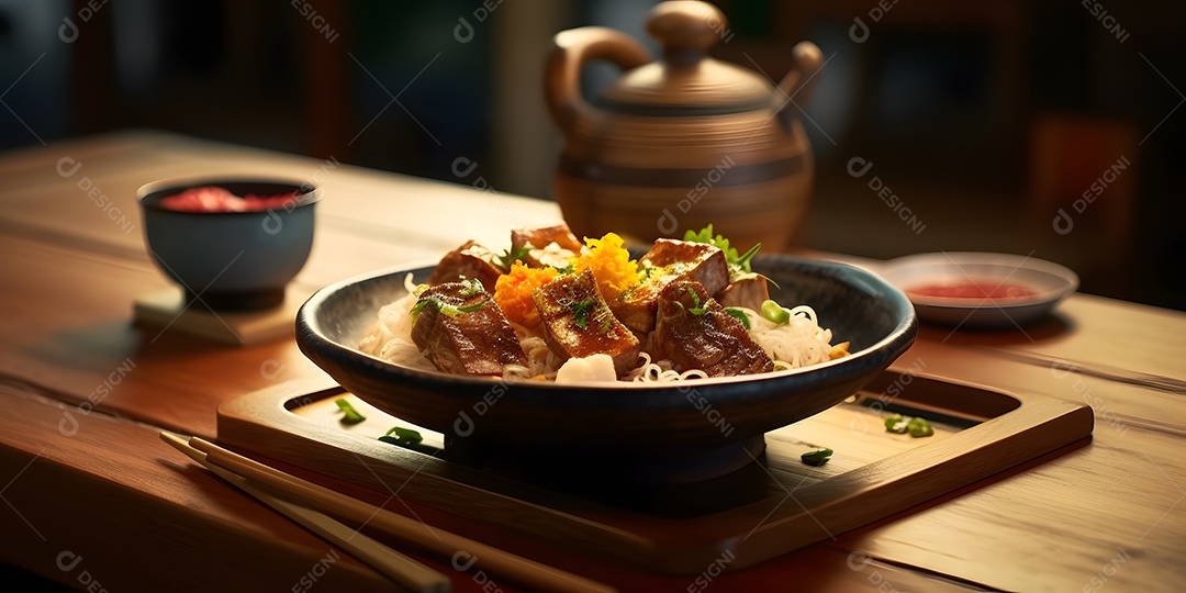 Deliciosa refeição da culinária japonesa