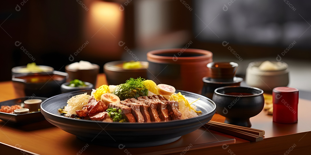 Deliciosa refeição da culinária japonesa