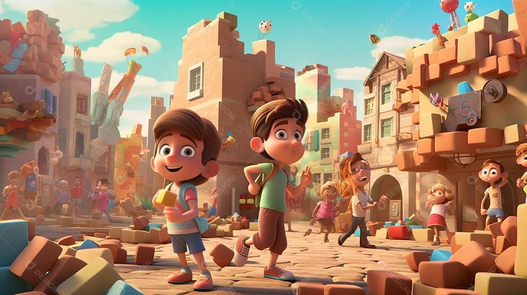 Dia das Crianças, o alvorecer dos direitos das crianças Cartoon 3D 11 de junho IA generativa.