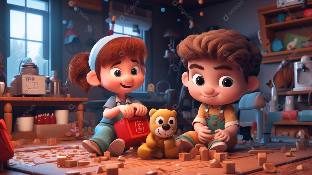 Dia das Crianças, o alvorecer dos direitos das crianças Cartoon 3D 11 de junho IA generativa.