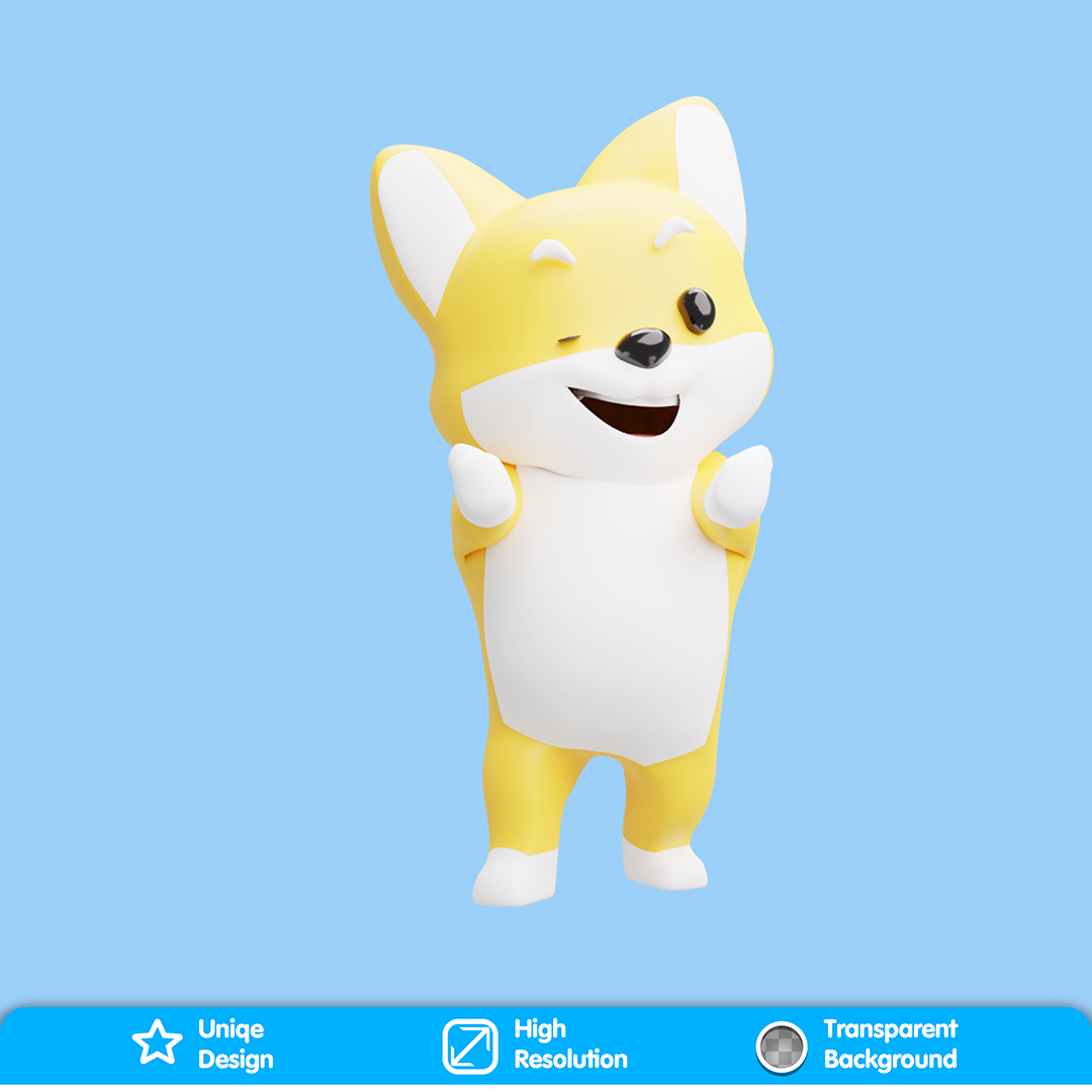 Cachorro  Piscando o Olho Ilustração Elemento 3D Para Composição PSD