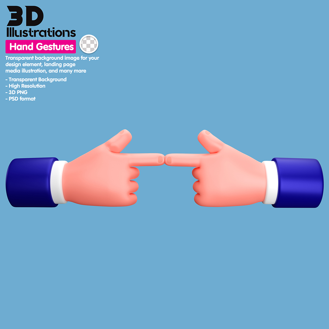 Gesto De Mãos Elemento 3D Para Composição PSD