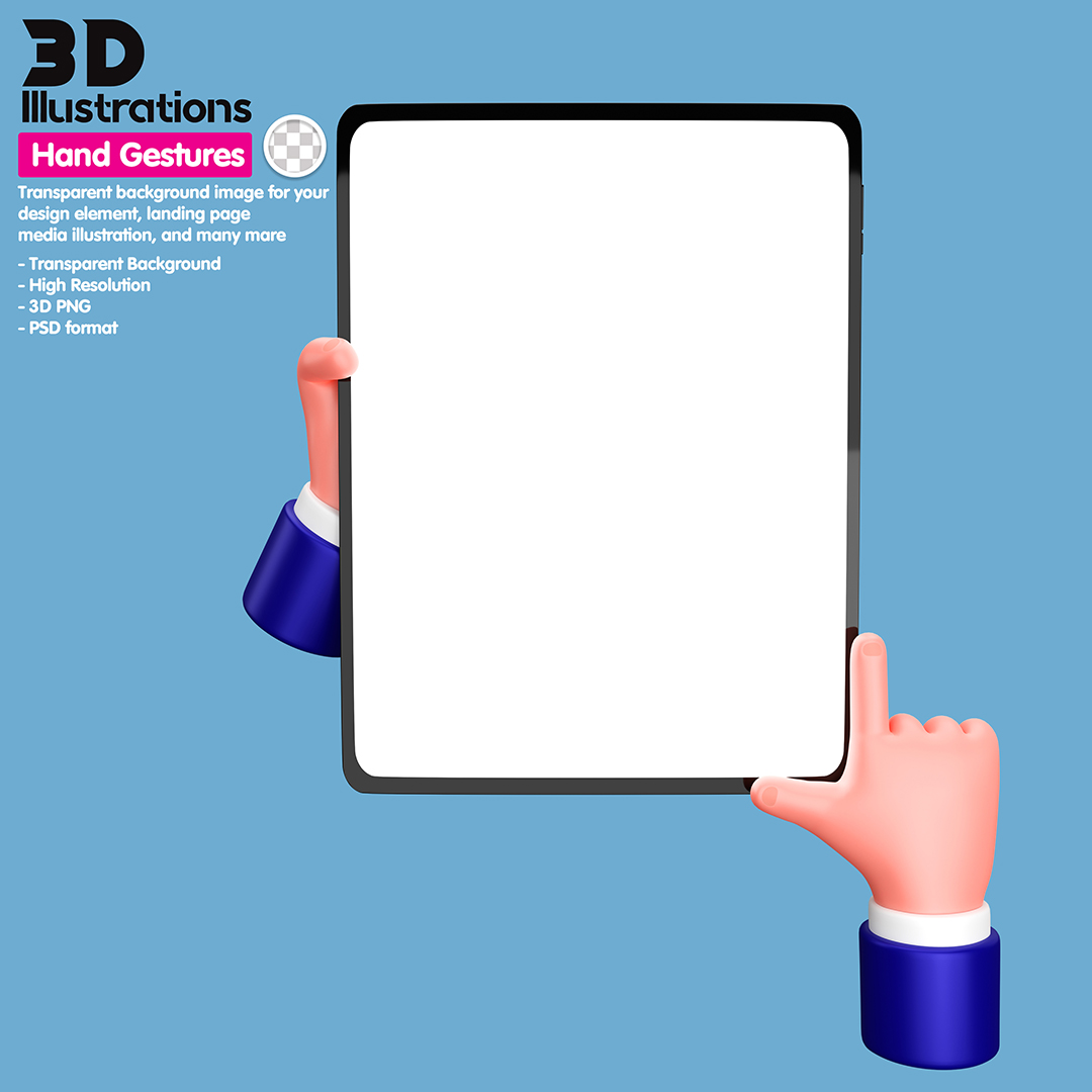 Mao Segurando Tablet Elemento 3D Para Composição PSD