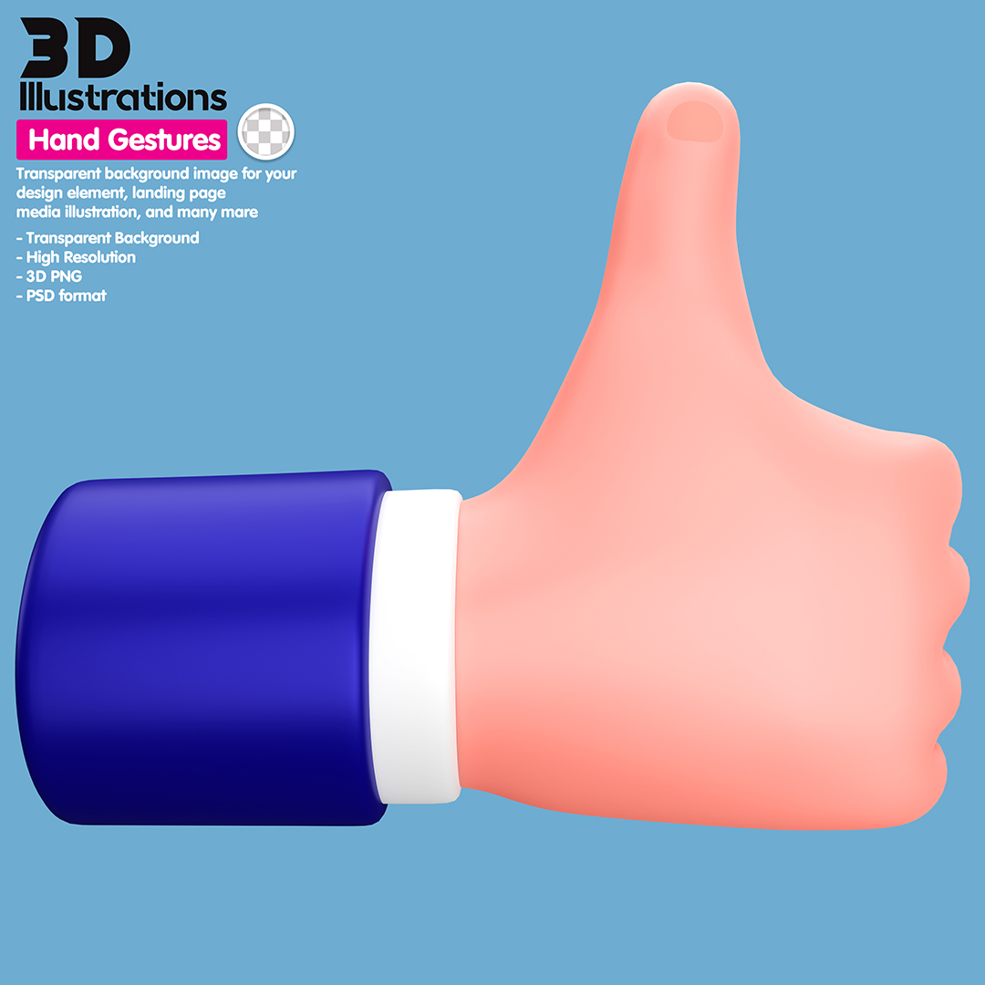 Gesto De Mãos OK Elemento 3D Para Composição PSD