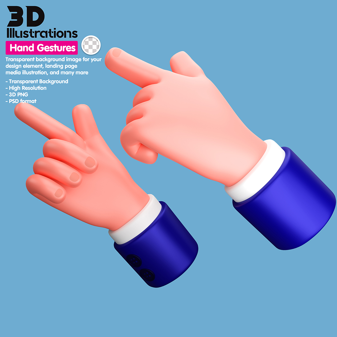 Gesto De Mãos Elemento 3D Para Composição PSD