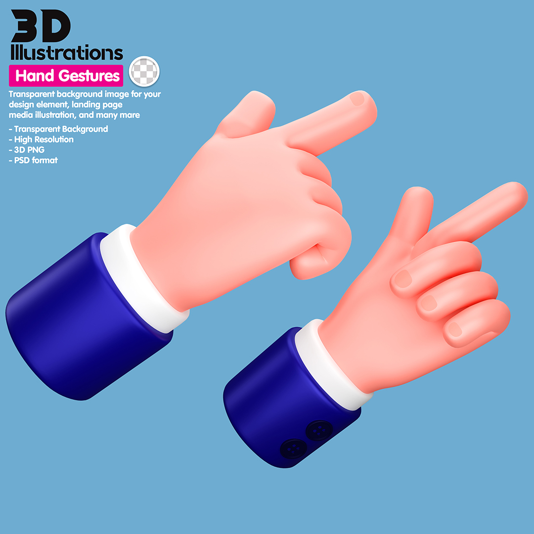 Gesto De Mãos Elemento 3D Para Composição PSD