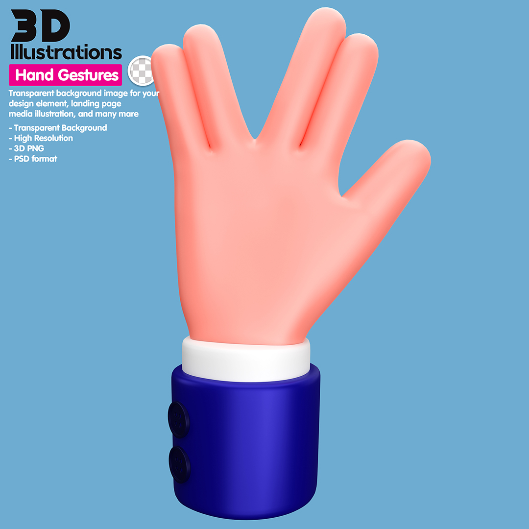 Gesto De Mãos Elemento 3D Para Composição PSD