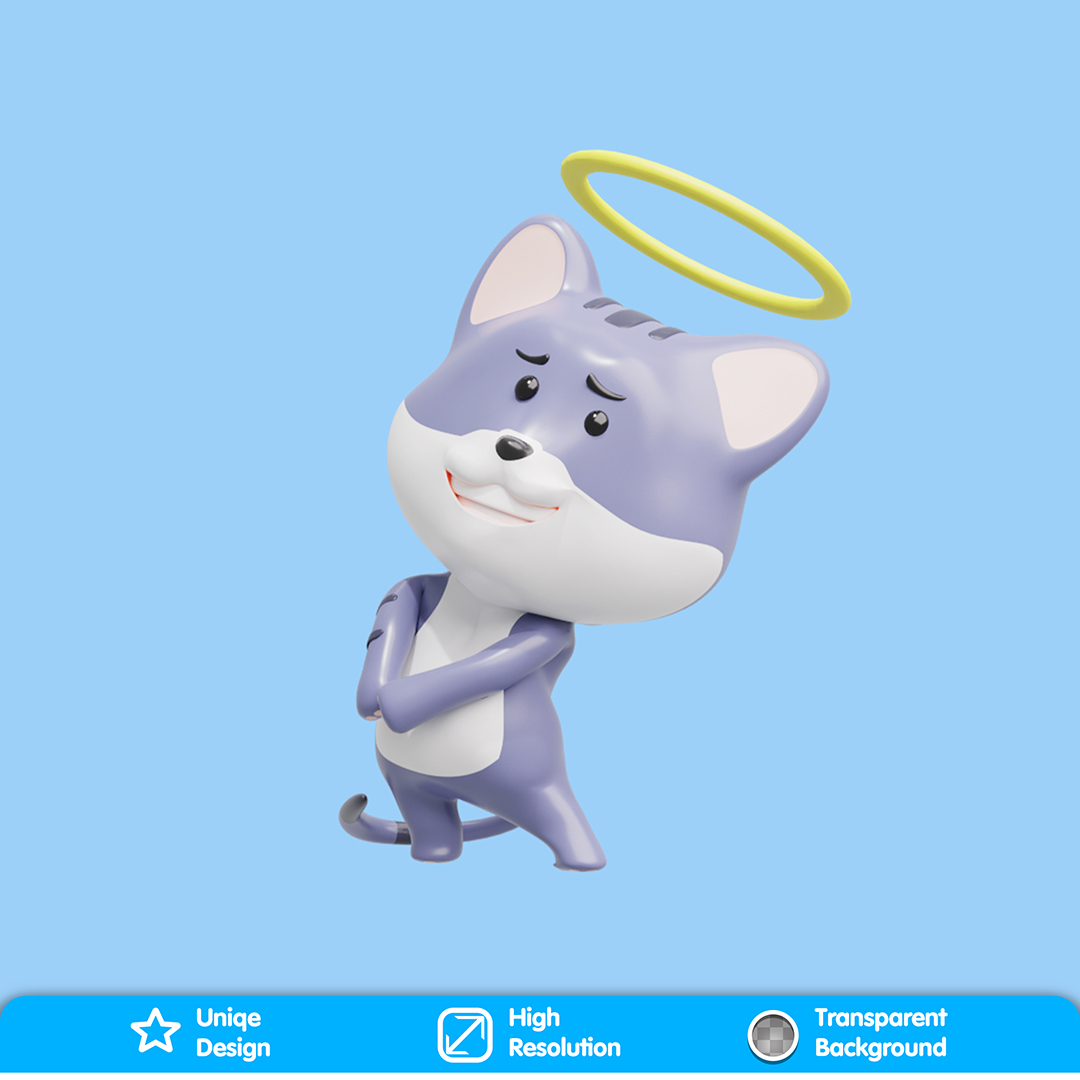 Lobo Anjinho Ilustração Elemento 3D para Composição PSD