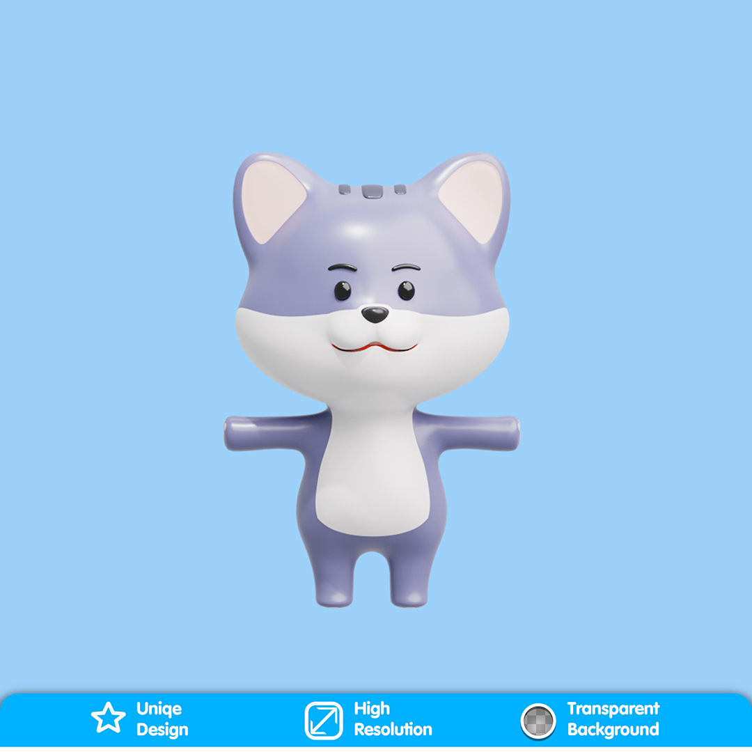 Lobo Ilustração Elemento 3D para Composição PSD