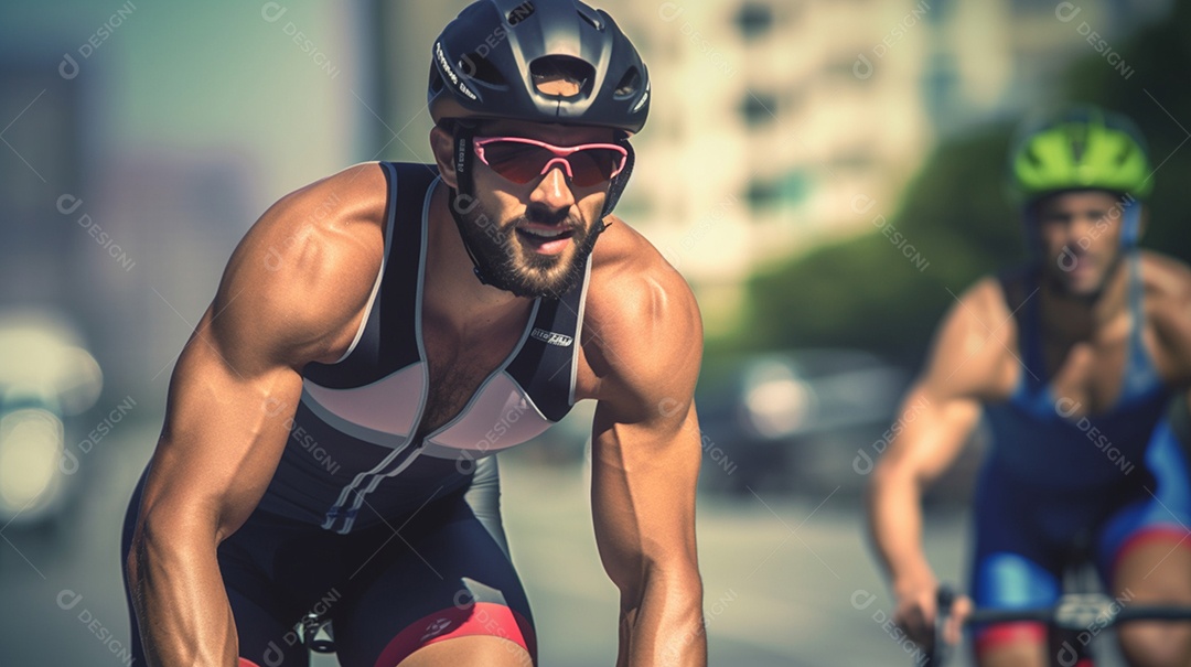 Ciclistas correndo de bicicletas
