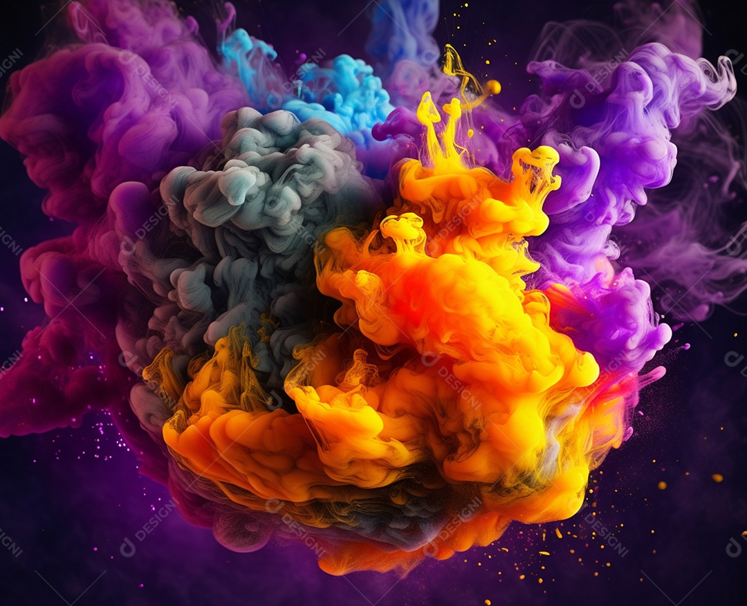 Explosão cor fumaça Respingo de tinta Tinta mistura de água