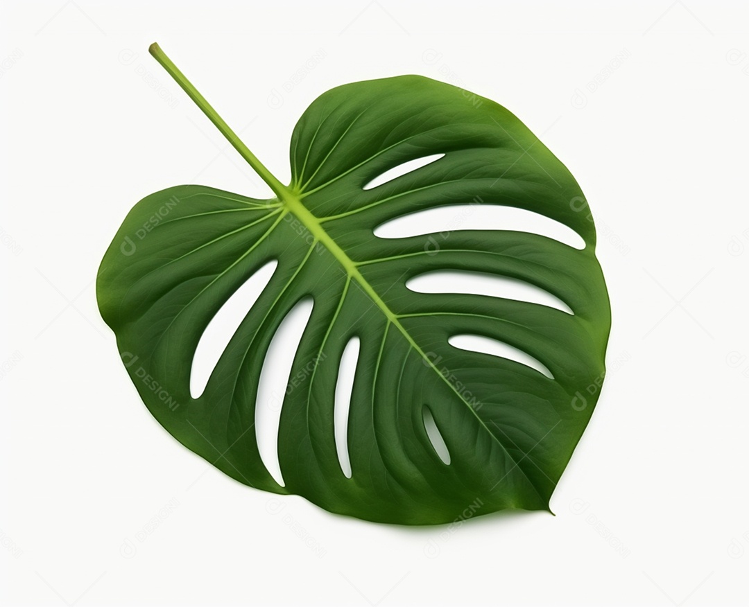 Folha verde de planta em fundo branco