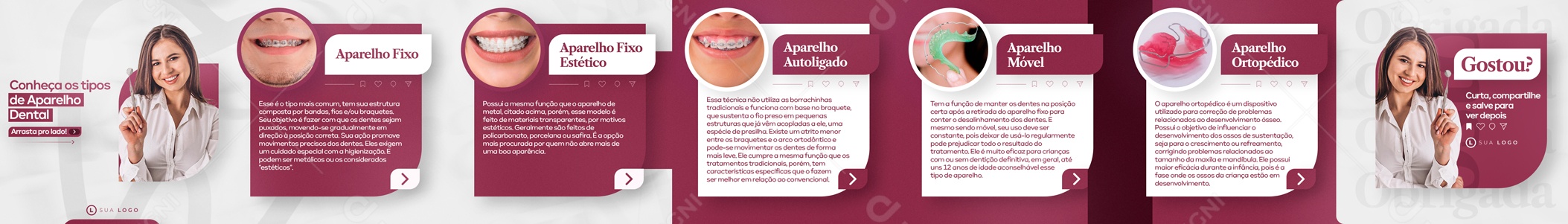 Conheça os Tipos de Aparelho Dental Social Media PSD Editável