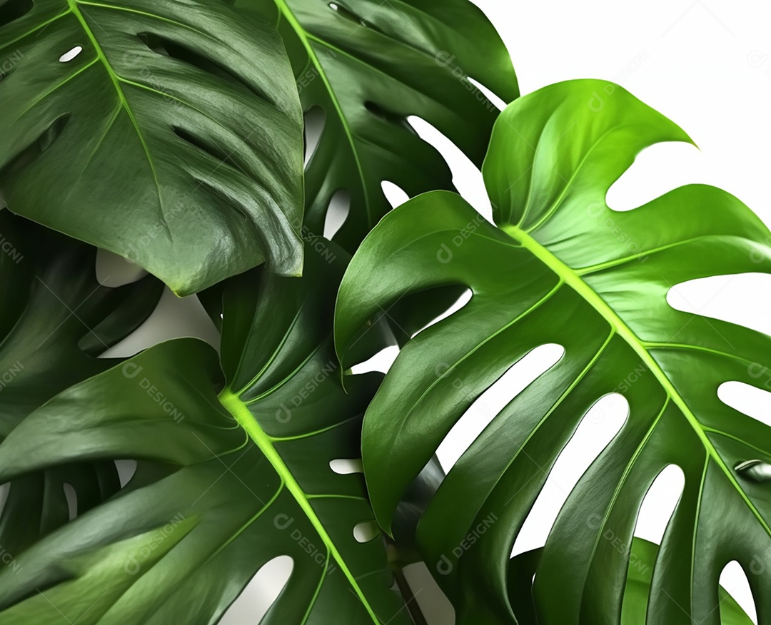 Folhas verde em fundo branco