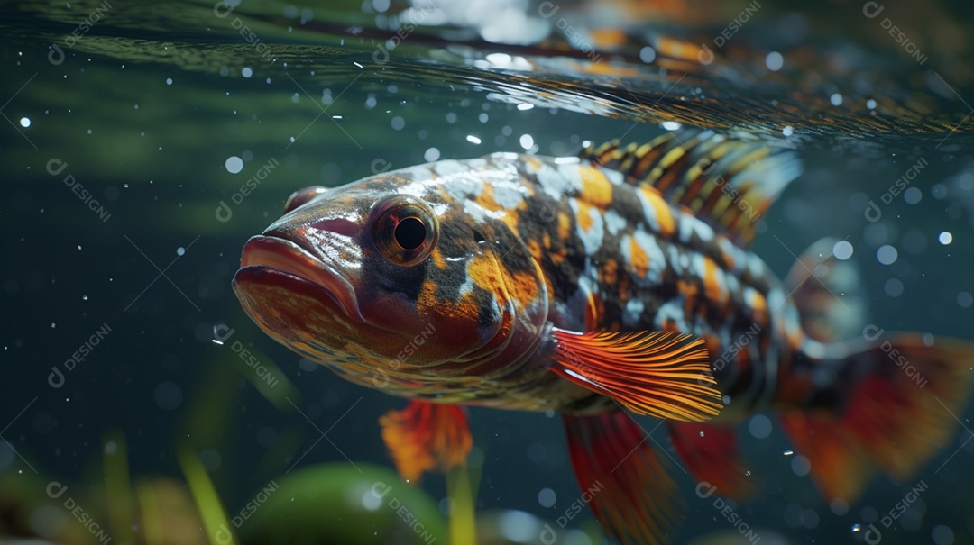 Detalhe do peixe no aquário