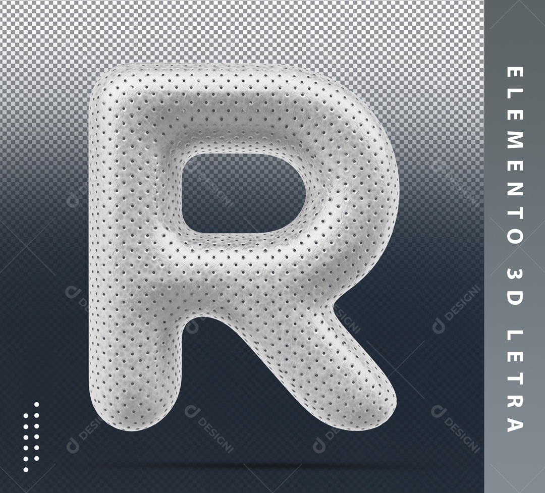 Letra R Cinza Com Detalhes Elemento 3D Para Composição PSD