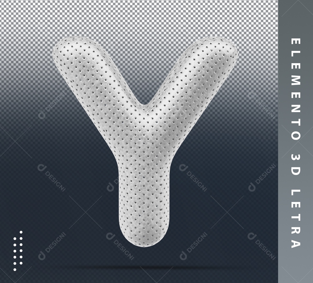 Letra Y Cinza Com Detalhes Elemento 3D Para Composição PSD