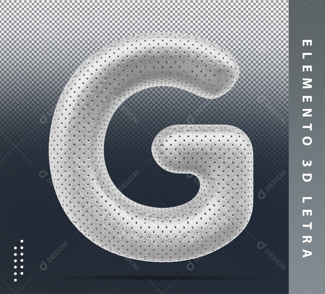 Letra G Cinza Com Detalhes Elemento 3D Para Composição PSD