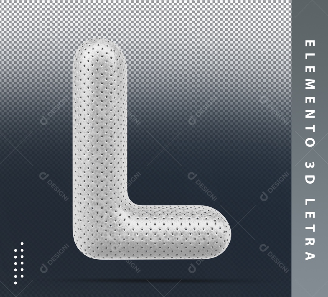 Letra L Cinza Com Detalhes Elemento 3D Para Composição PSD