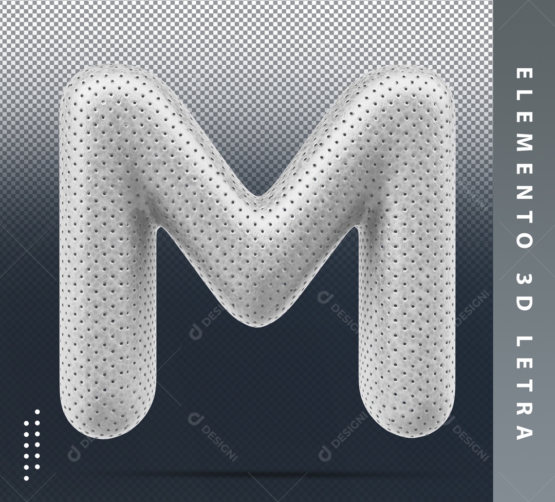 Letra M Cinza Com Detalhes Elemento 3D Para Composição PSD