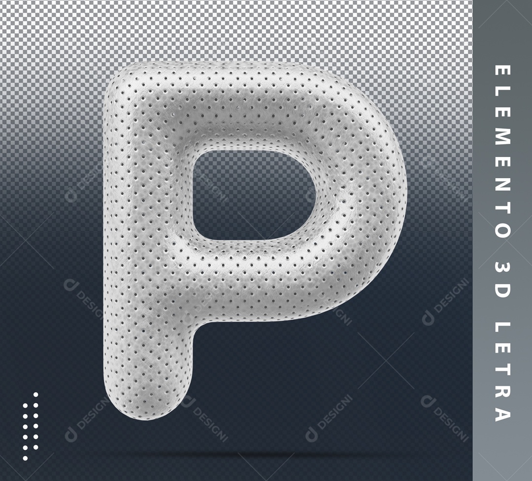 Letra P Cinza Com Detalhes Elemento 3D Para Composição PSD