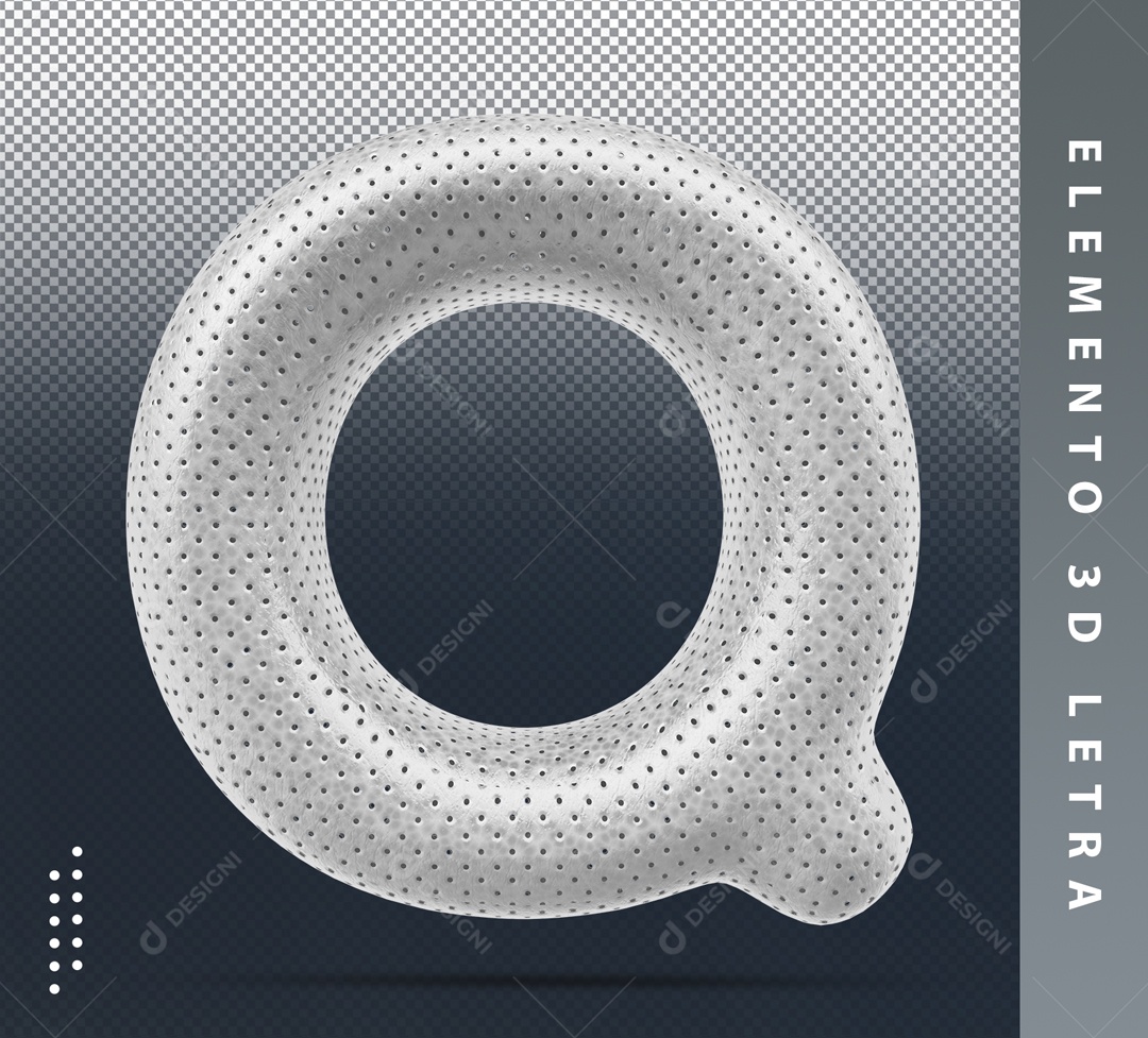 Letra Q Cinza Com Detalhes Elemento 3D Para Composição PSD