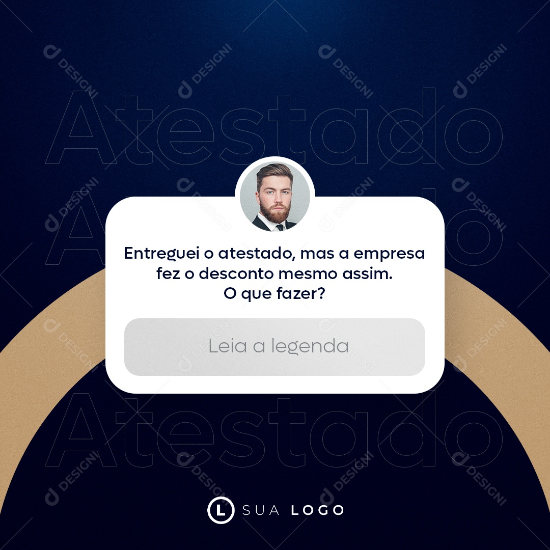 Caixa de Mensagem Atestado Entregue e Mesmo Assim Teve Desconto Social Media PSD Editável