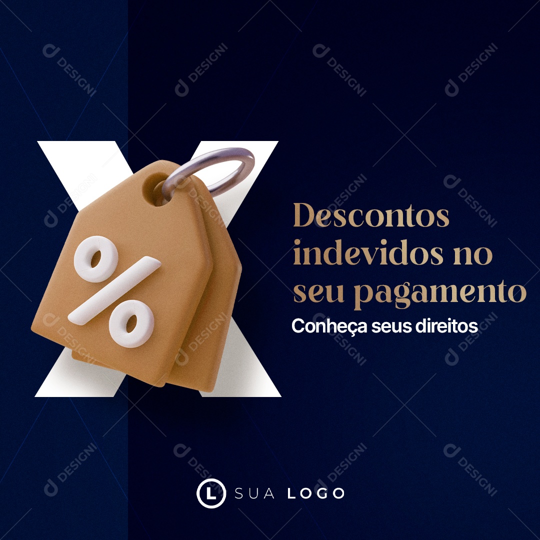 Descontos Indevidos no Seu Pagamento Social Media PSD Editável