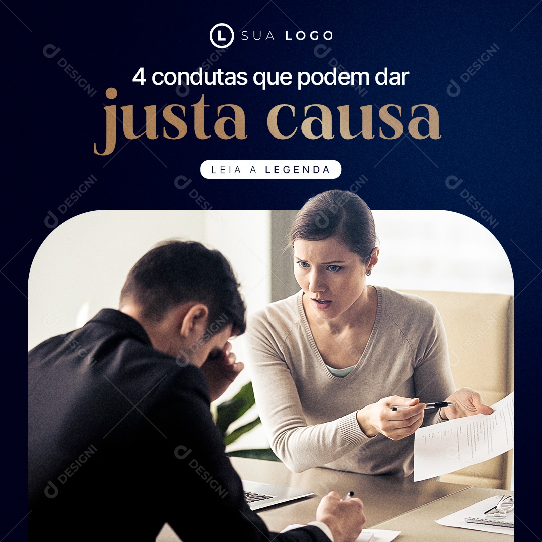 4 Condutas Que Podem Dar Justa Causa Social Media PSD Editável
