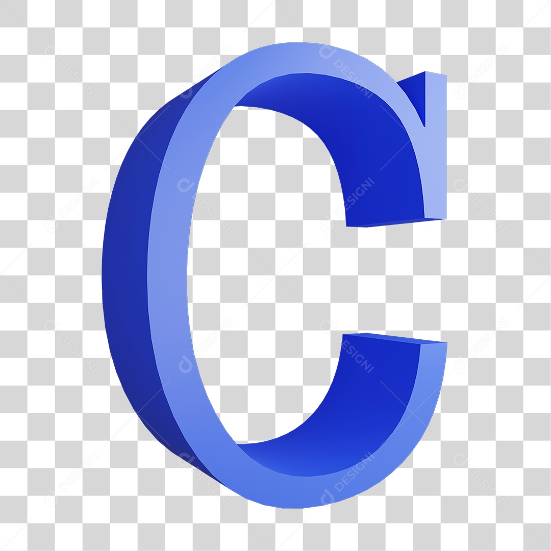 Alfabeto Letra Azul C PNG Transparente