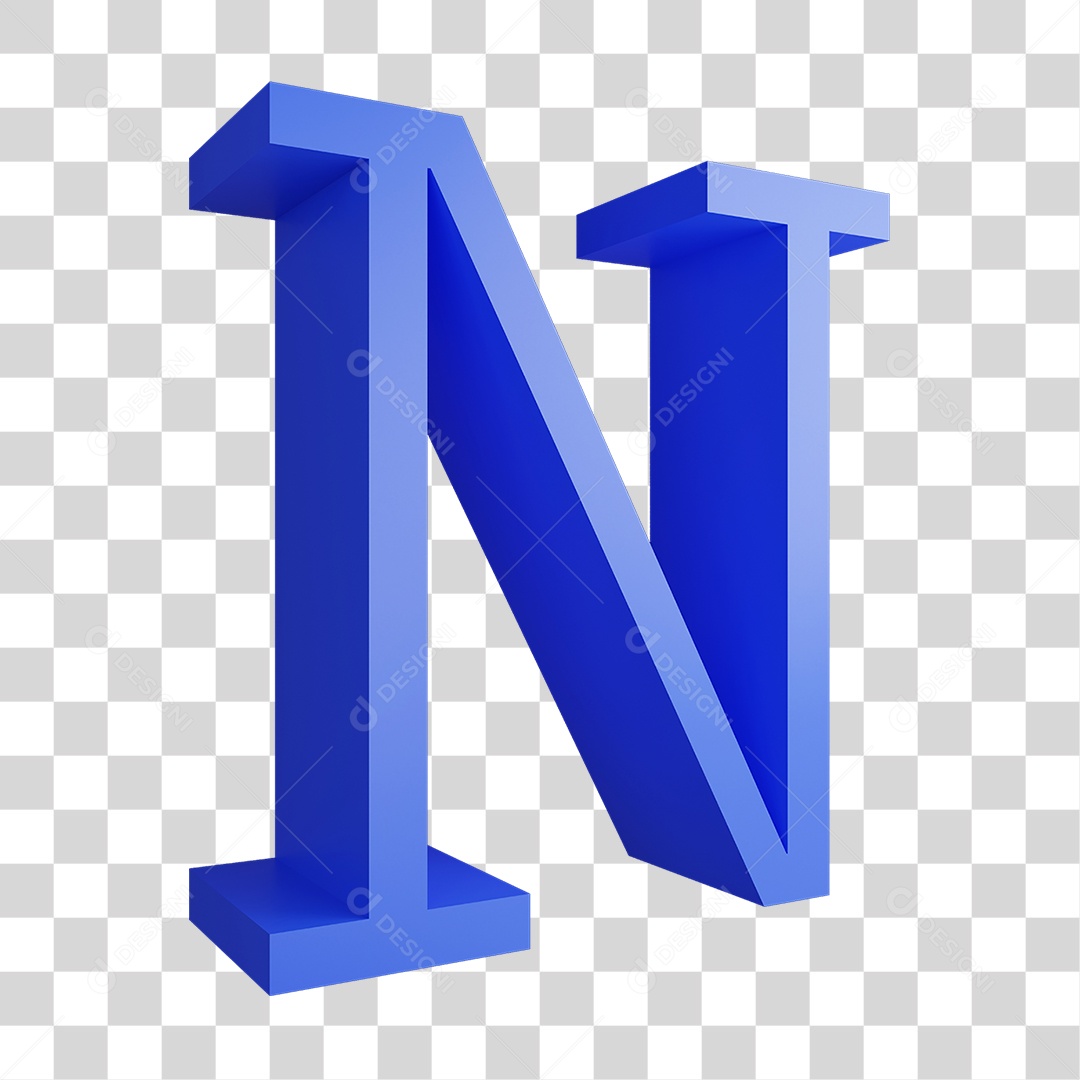 Alfabeto Letra Azul N PNG Transparente