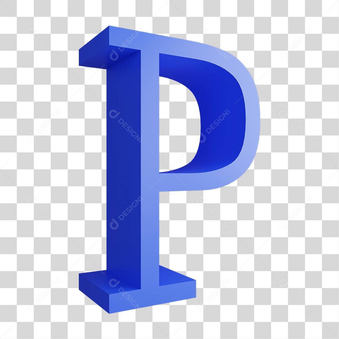 Alfabeto Letra Azul P PNG Transparente
