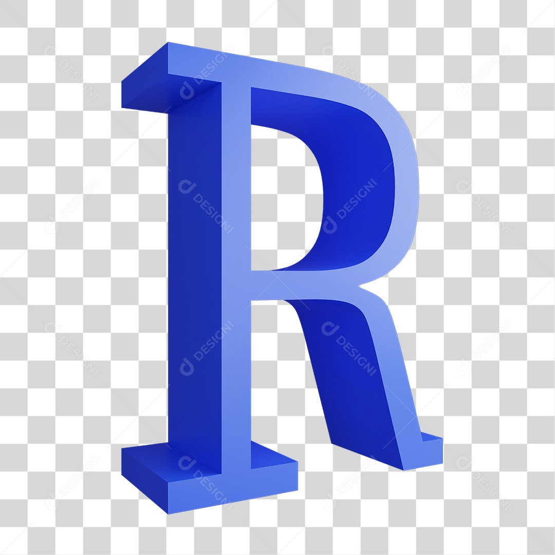 Alfabeto Letra Azul R PNG Transparente