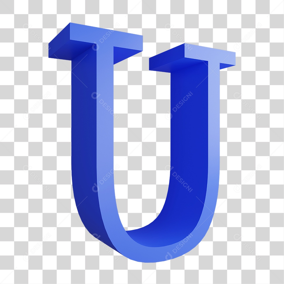 Alfabeto Letra Azul U PNG Transparente