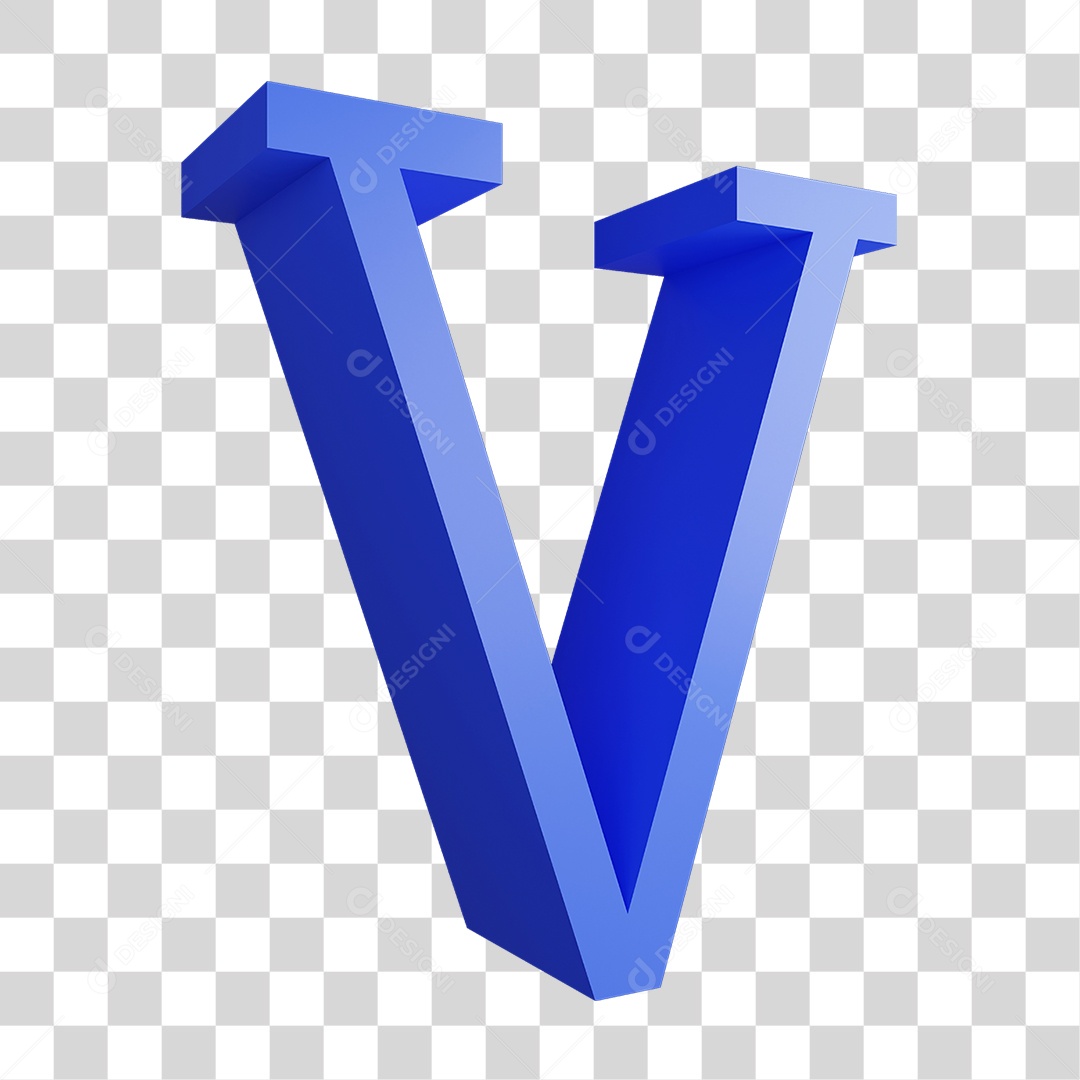Alfabeto Letra Azul V PNG Transparente