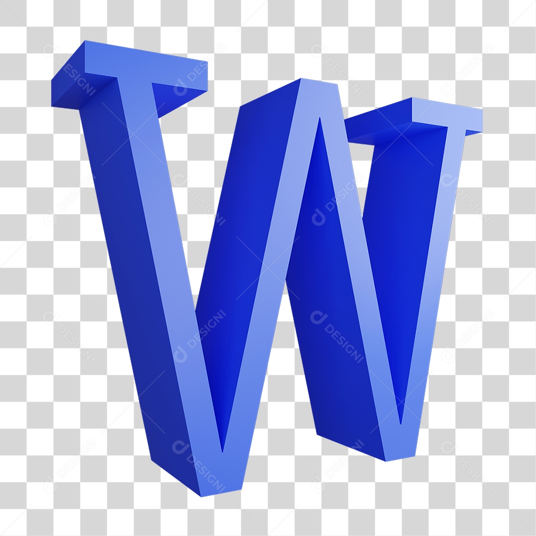 Alfabeto Letra Azul W PNG Transparente