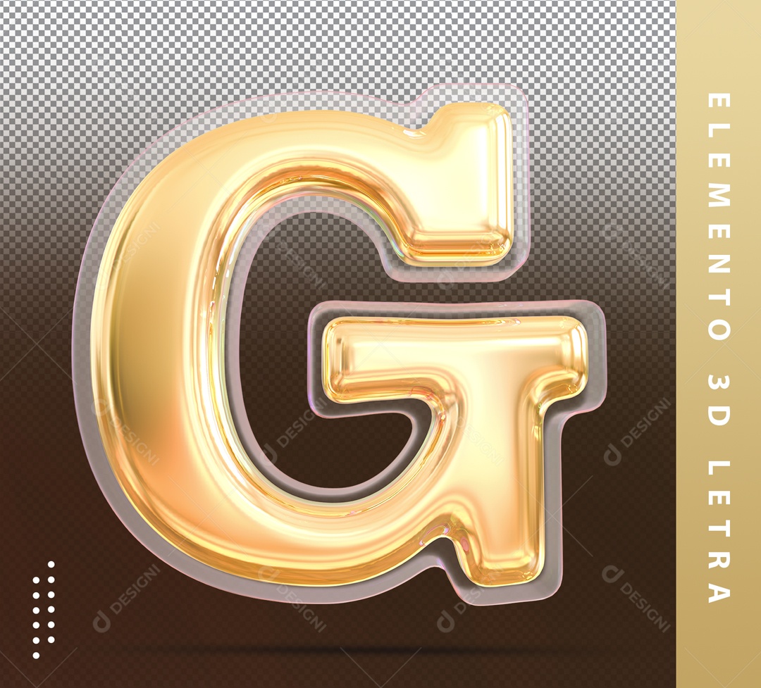 Letra 3D G Dourada Para Composição PSD