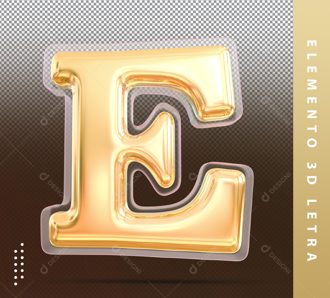 Letra 3D E Dourada Para Composição PSD