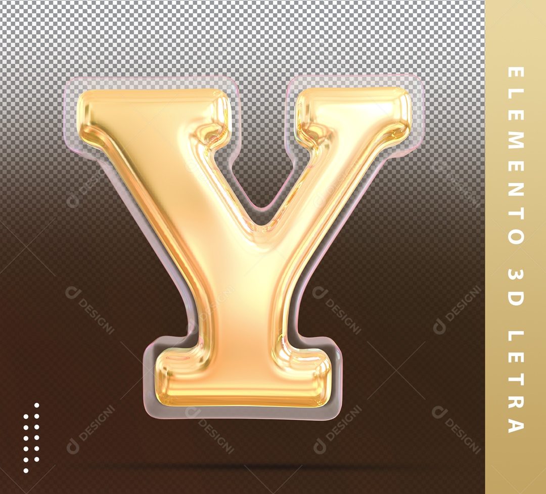 Letra 3D Y Dourada Para Composição PSD