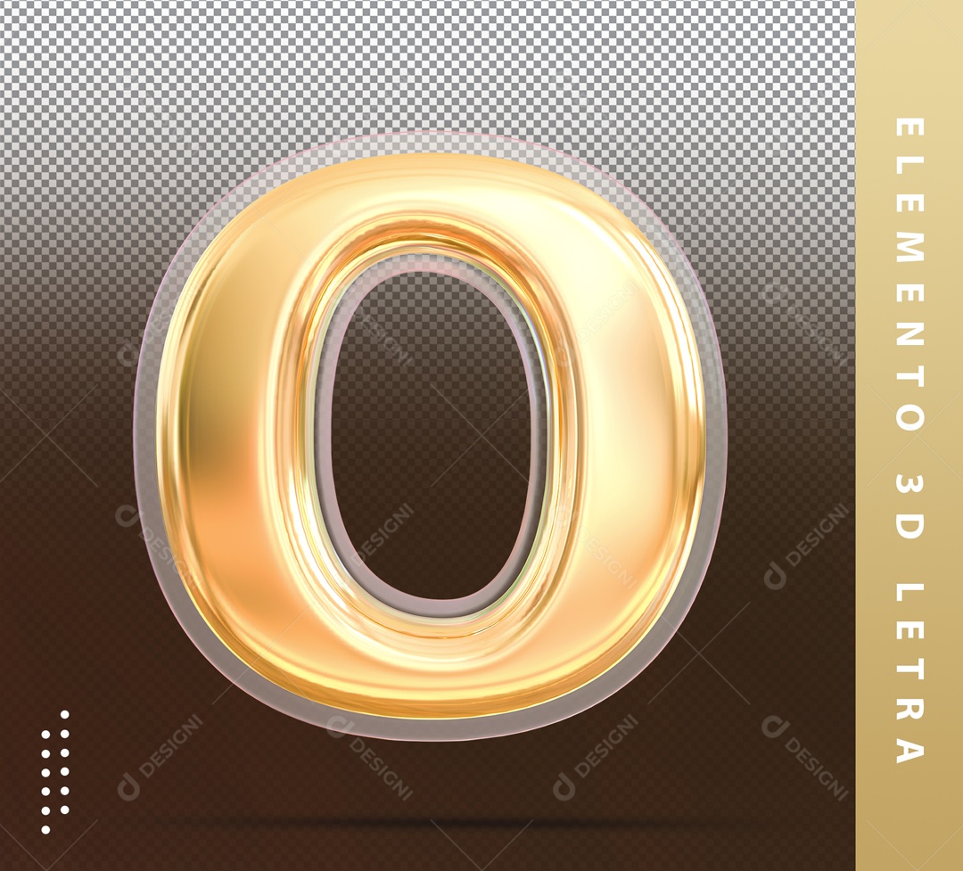 Letra 3D O Dourada Para Composição PSD