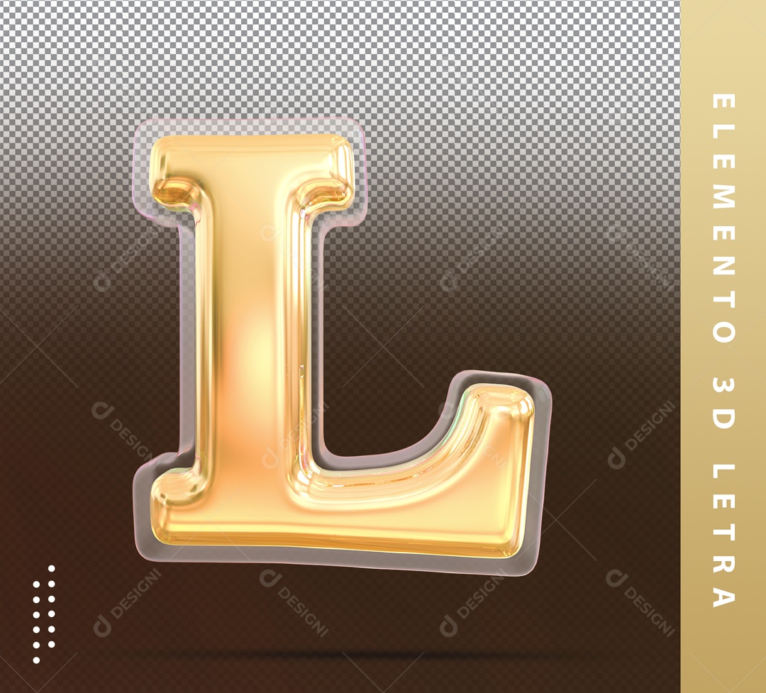 Letra 3D L Dourada Para Composição PSD