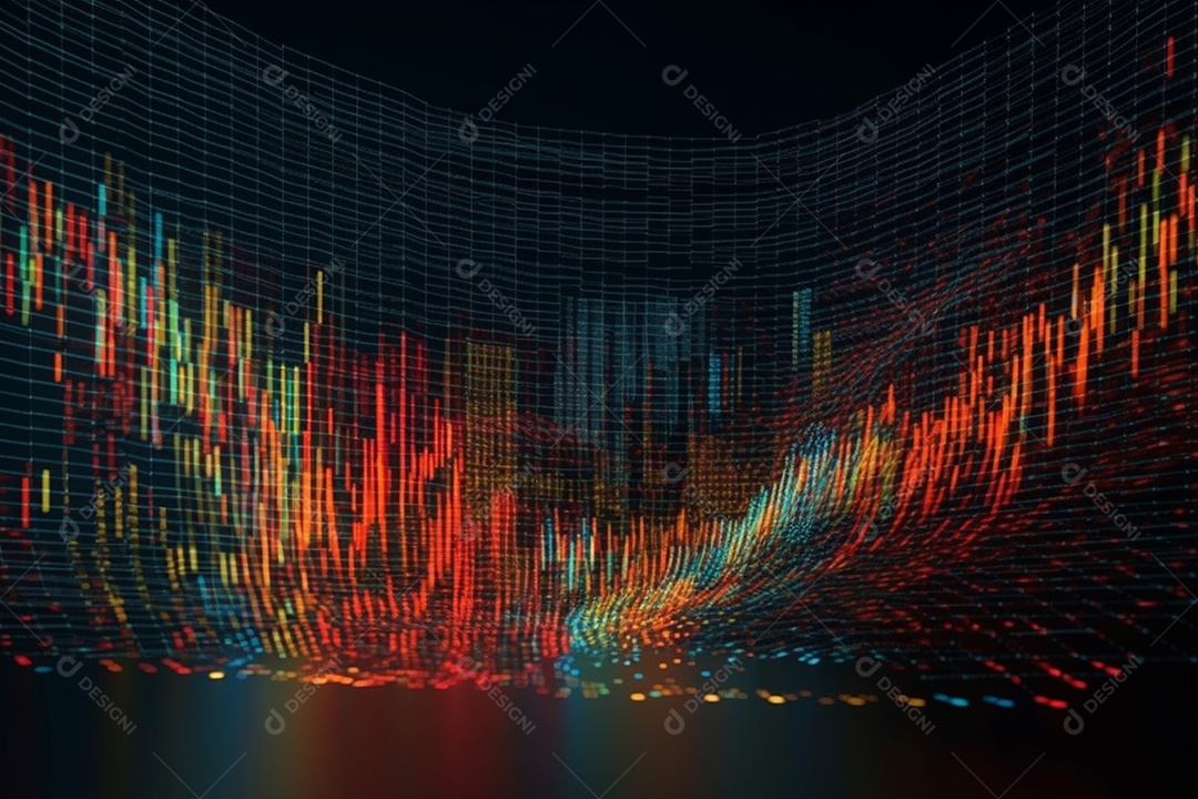 Gráfico do mercado de ações e gráfico de negociação forex para relatórios e investimentos de negócios e finanças gerado por IA