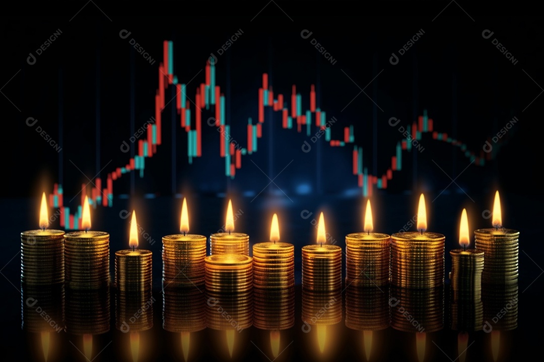 Gráfico do mercado de ações e gráfico de negociação forex para relatórios e investimentos de negócios e finanças gerado por IA