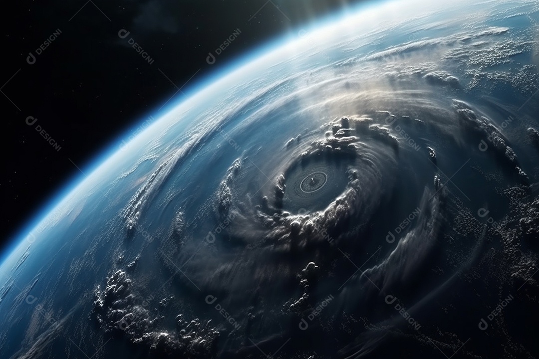Clima de furacão uma super tempestade tomando vista do espaço
