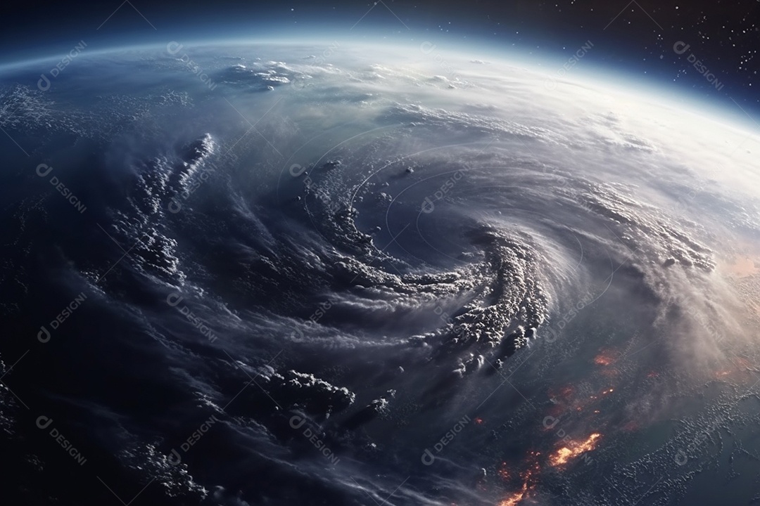 Clima de furacão uma super tempestade tomando vista do espaço